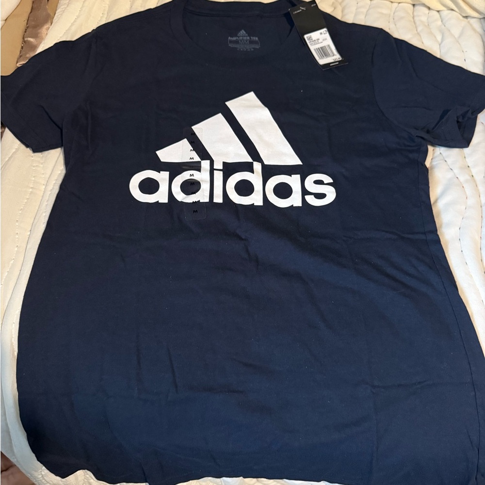 Adidas Black Amplifier Tee with White Logo Ladies sz M